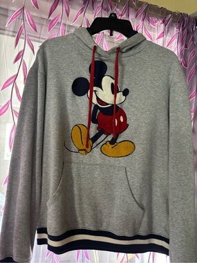 Original Mickey Embroidered Hoodie with Red Drawstrings